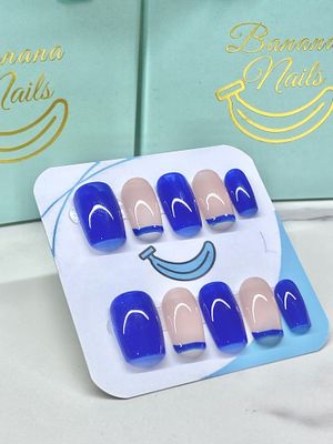 Blue Square French Tip