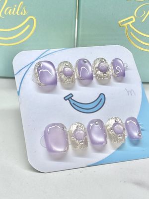 Purple Cateye with metallic finish Squoval