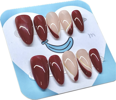 Red French Tip Almond