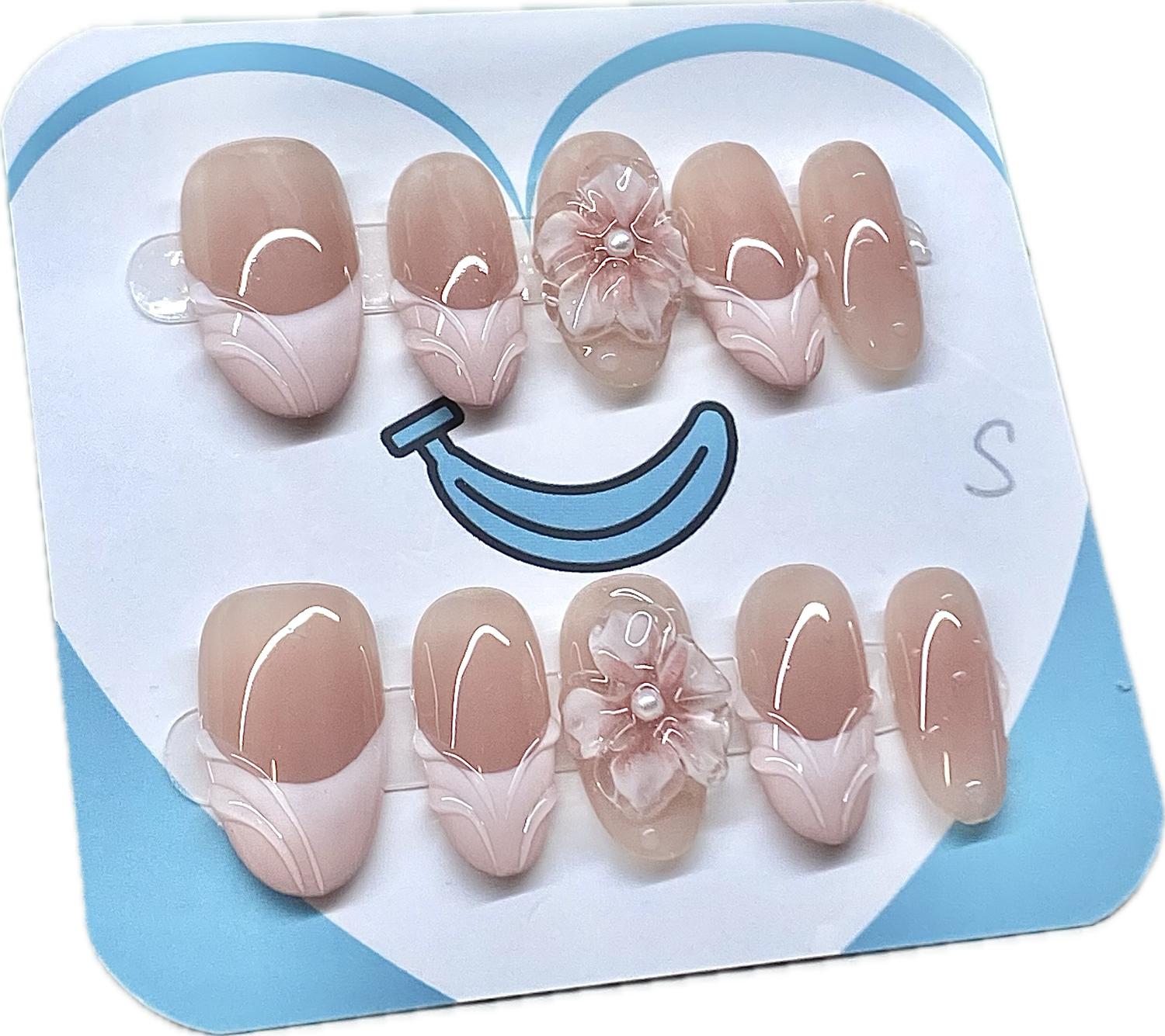 Pink 3D Flower French Tip Oval
