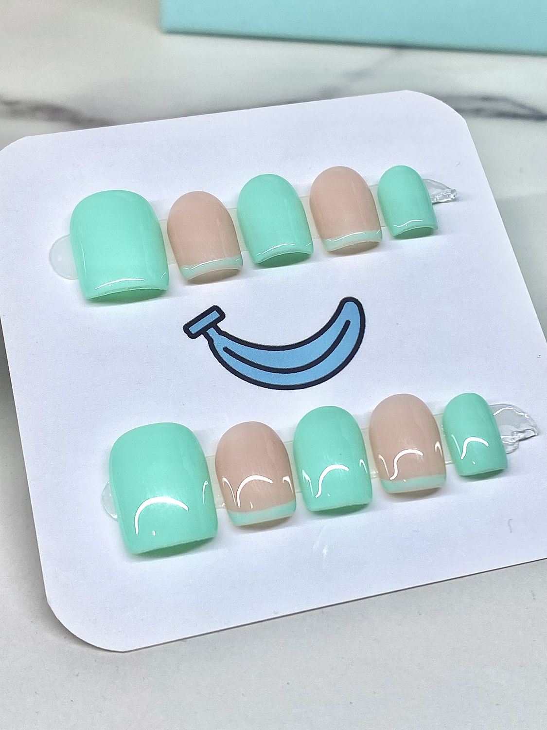 Teal French Tip Square