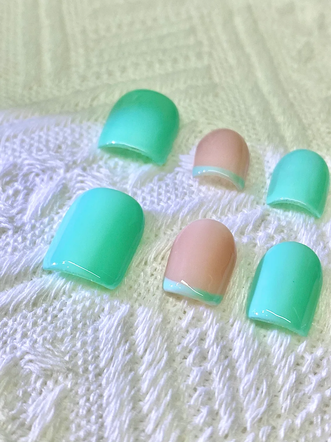 Teal French Tip Square