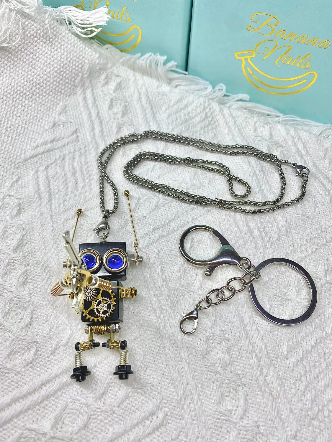 Handmade Wooden Robort Necklace/Key Chain