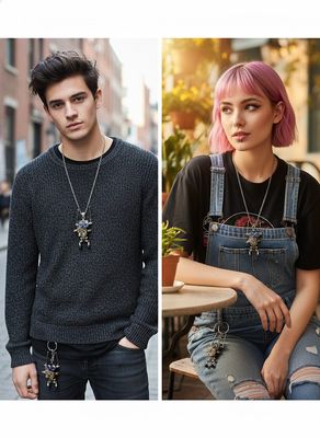 Handmade Wooden Robort Necklace/Key Chain