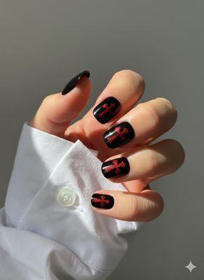 Black and Red Cross Coffin