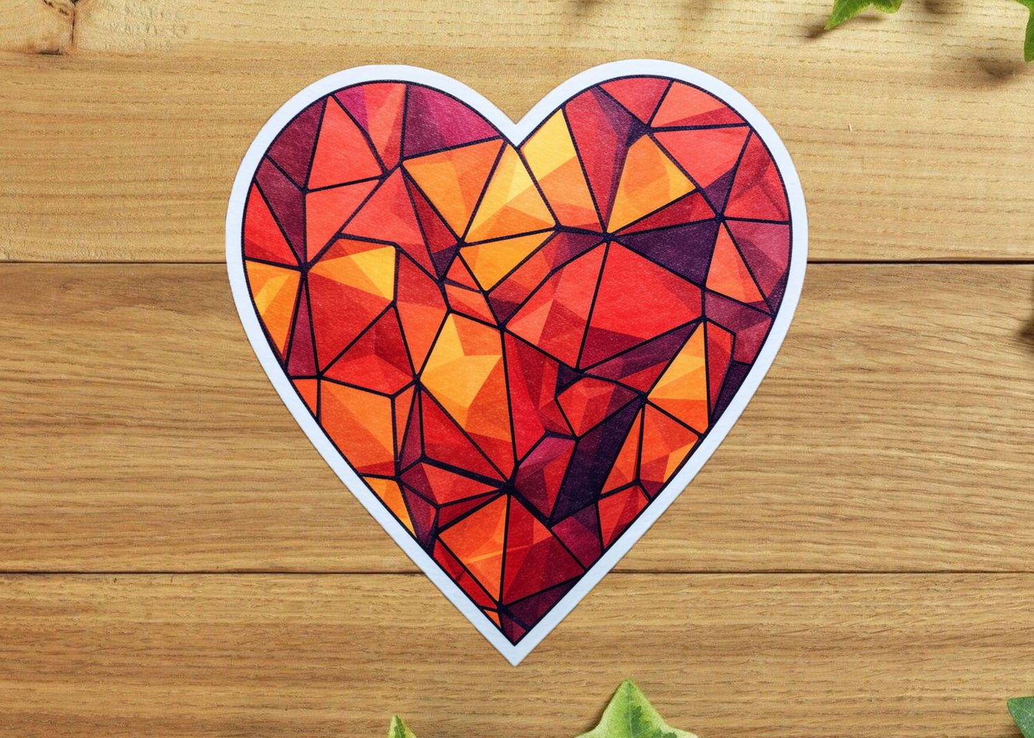 Red Geo Heart Sticker
