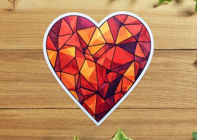 Red Geo Heart Sticker