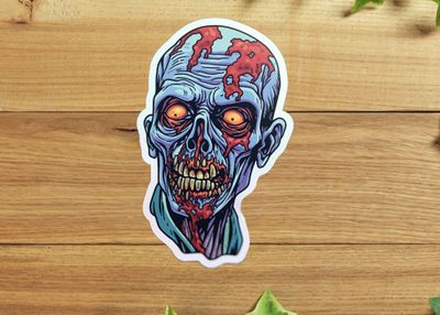 Gray Zombie Head Sticker