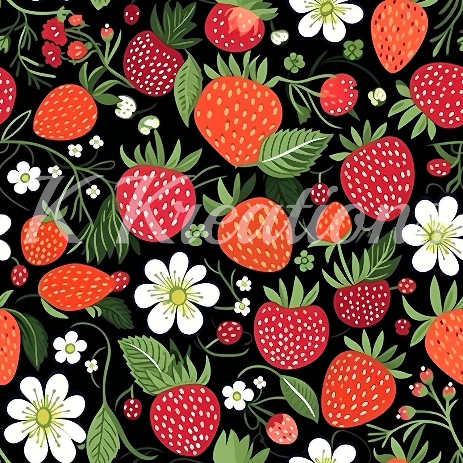 Strawberries with White Blossoms