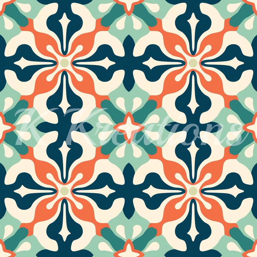 Orange and Teal Ornate