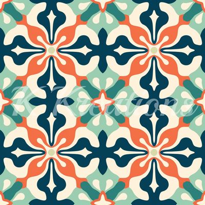 Orange and Teal Ornate