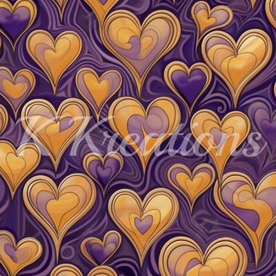 Purple and Gold Hearts
