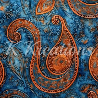 Copper and Blue Paisley
