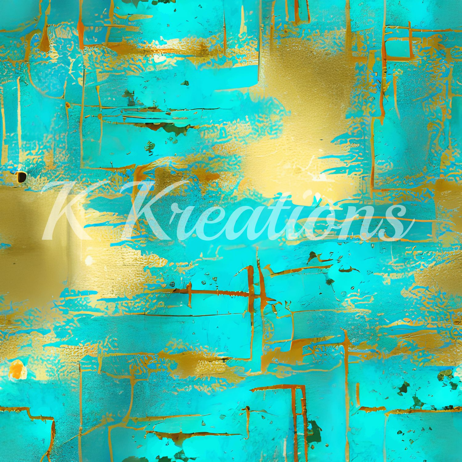 Gold and Teal Abstract