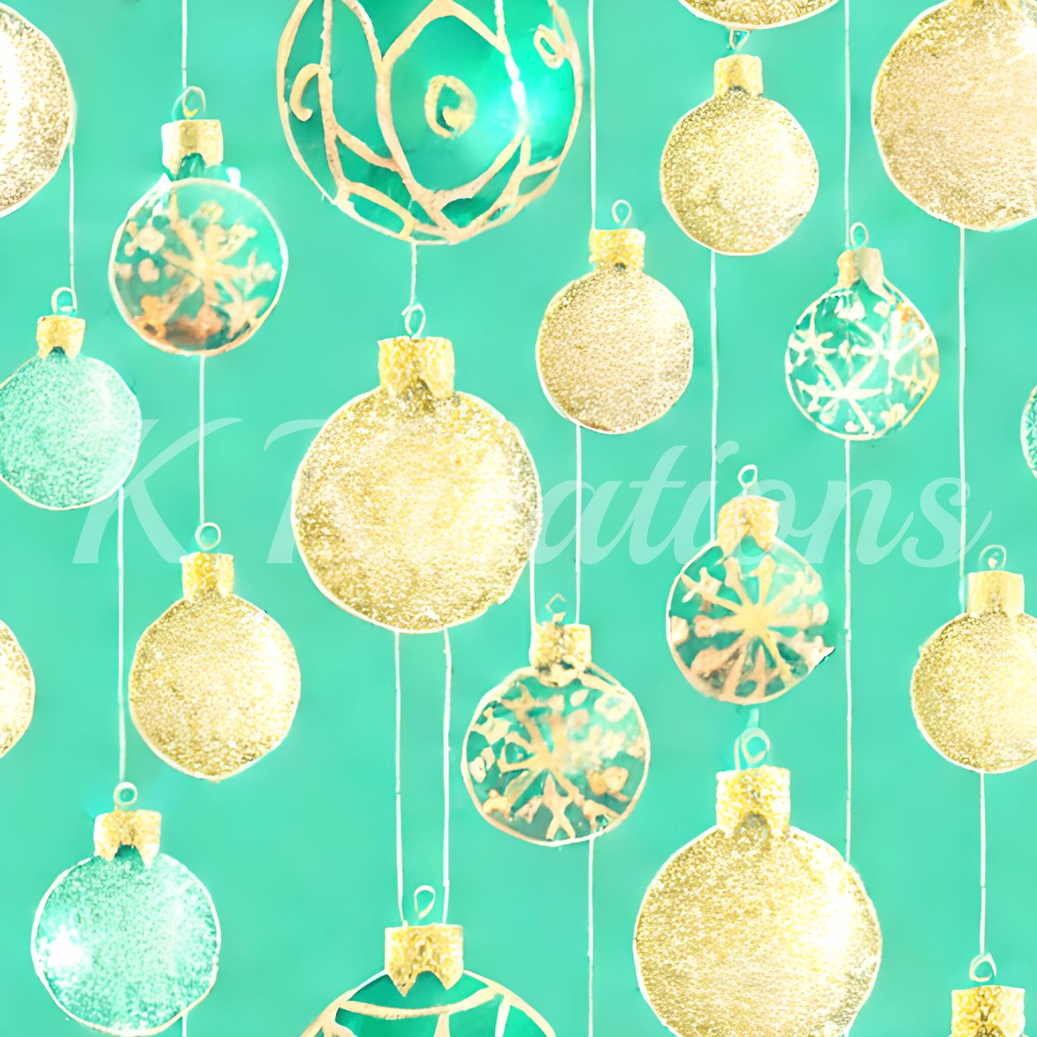Gold and Aqua Ornaments