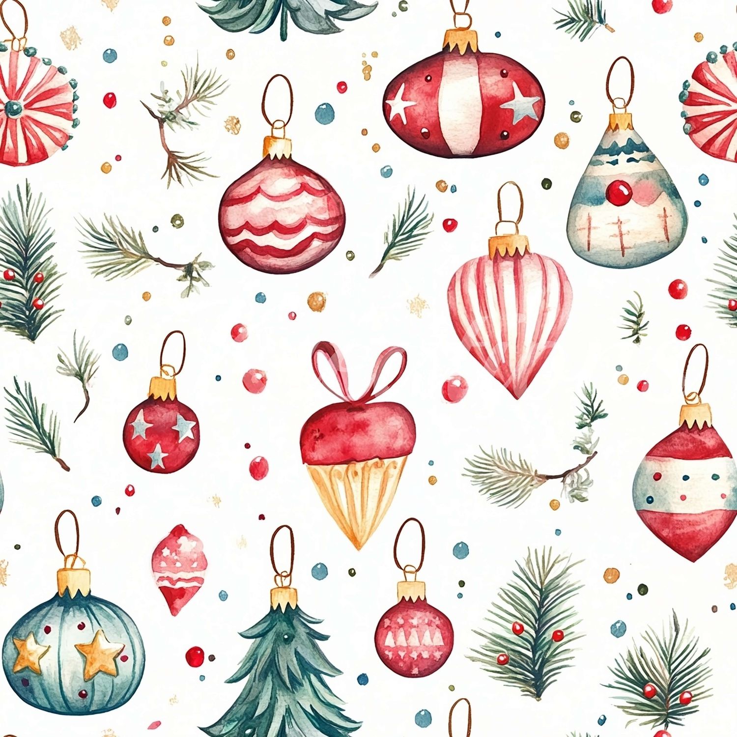 Vintage Print Christmas Ornaments