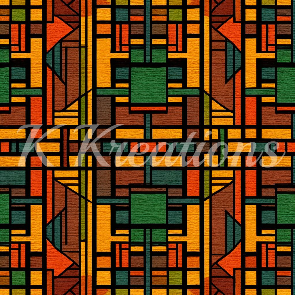 Orange and Green Tribal Print