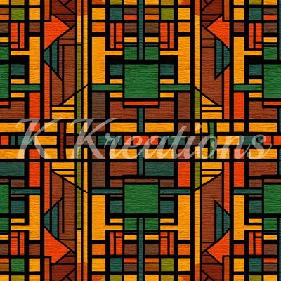 Orange and Green Tribal Print
