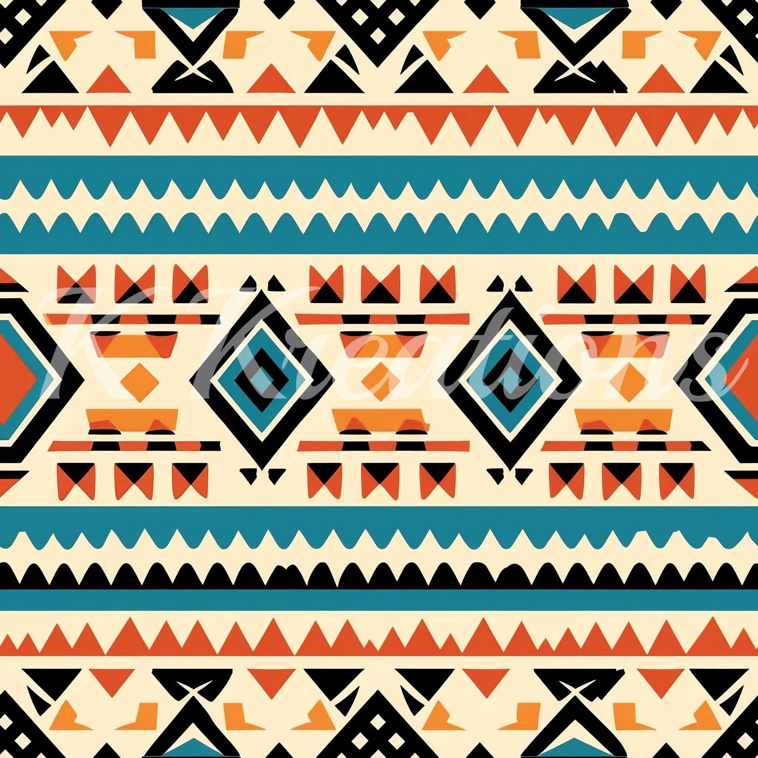 Teal and Orange Tribal