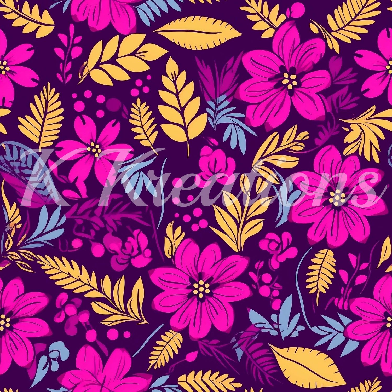 Fushia and Orange Floral