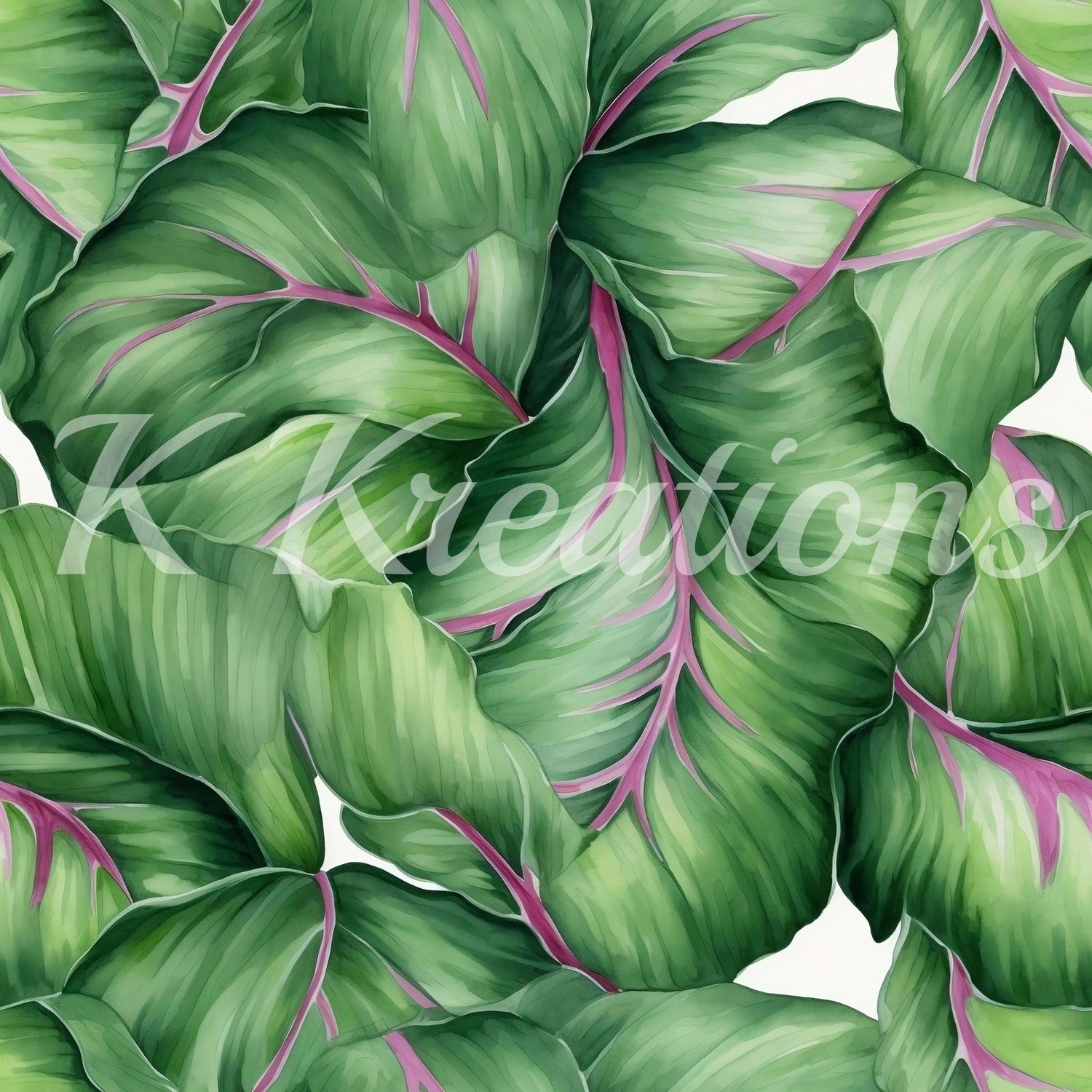 Tropical Leaves with Pink Veins