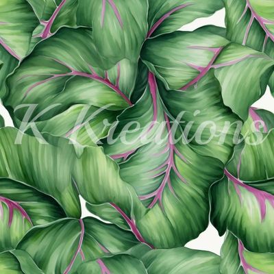 Tropical Leaves with Pink Veins