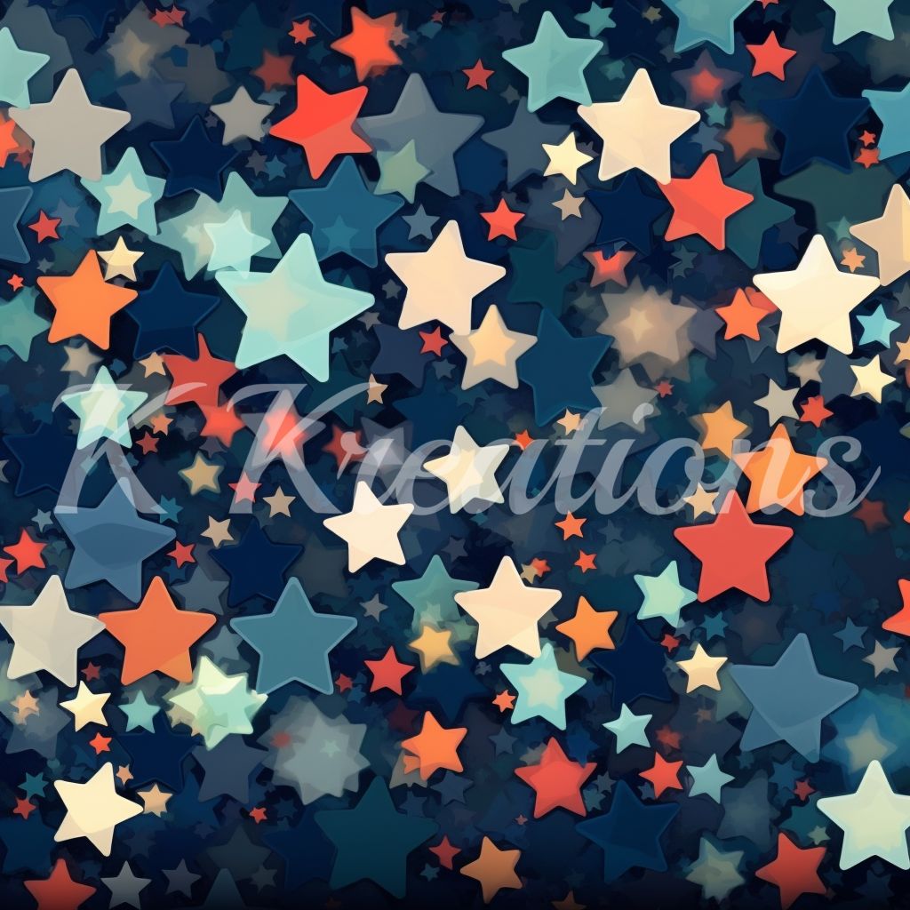 Orange, Blue, and White Stars