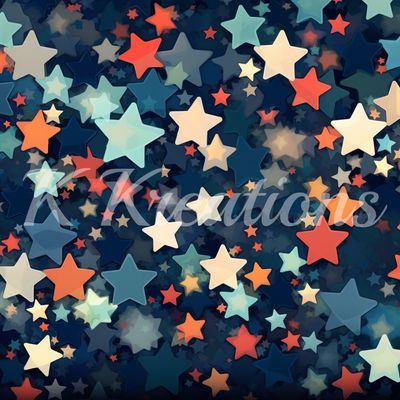 Orange, Blue, and White Stars