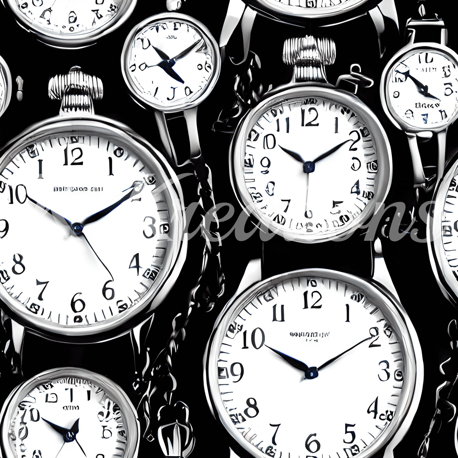 Black and White Pocket Watches