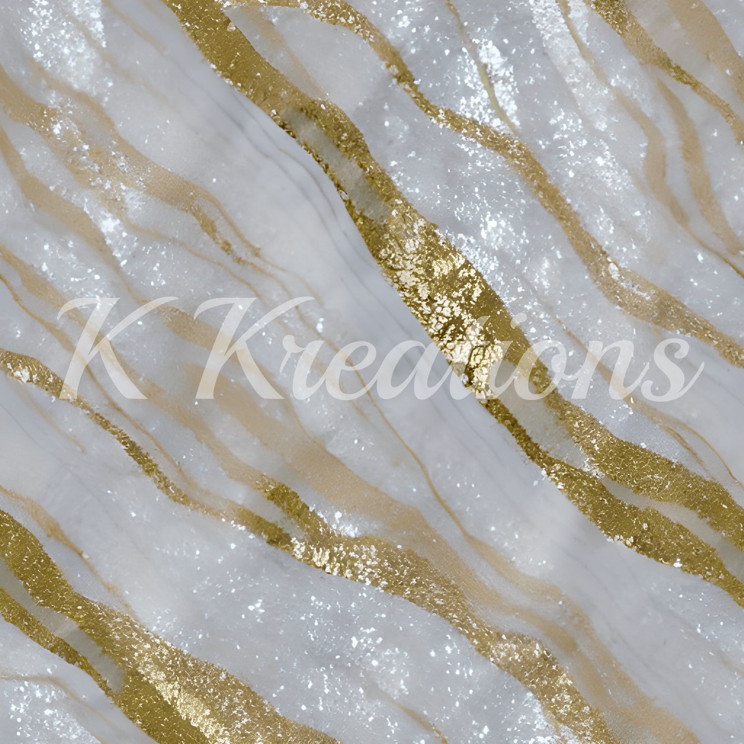 Shimmer Gold and White Marble