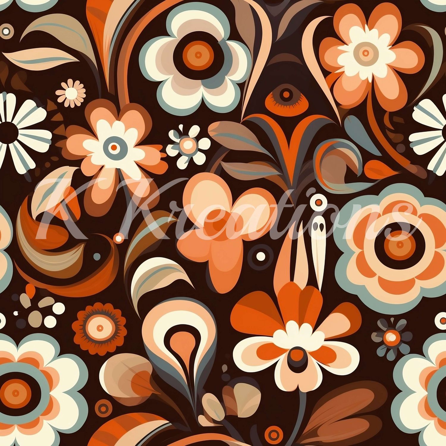 Brown Retro Floral