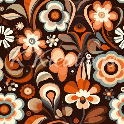 Brown Retro Floral