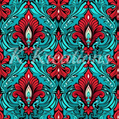 Red and Teal Ornate