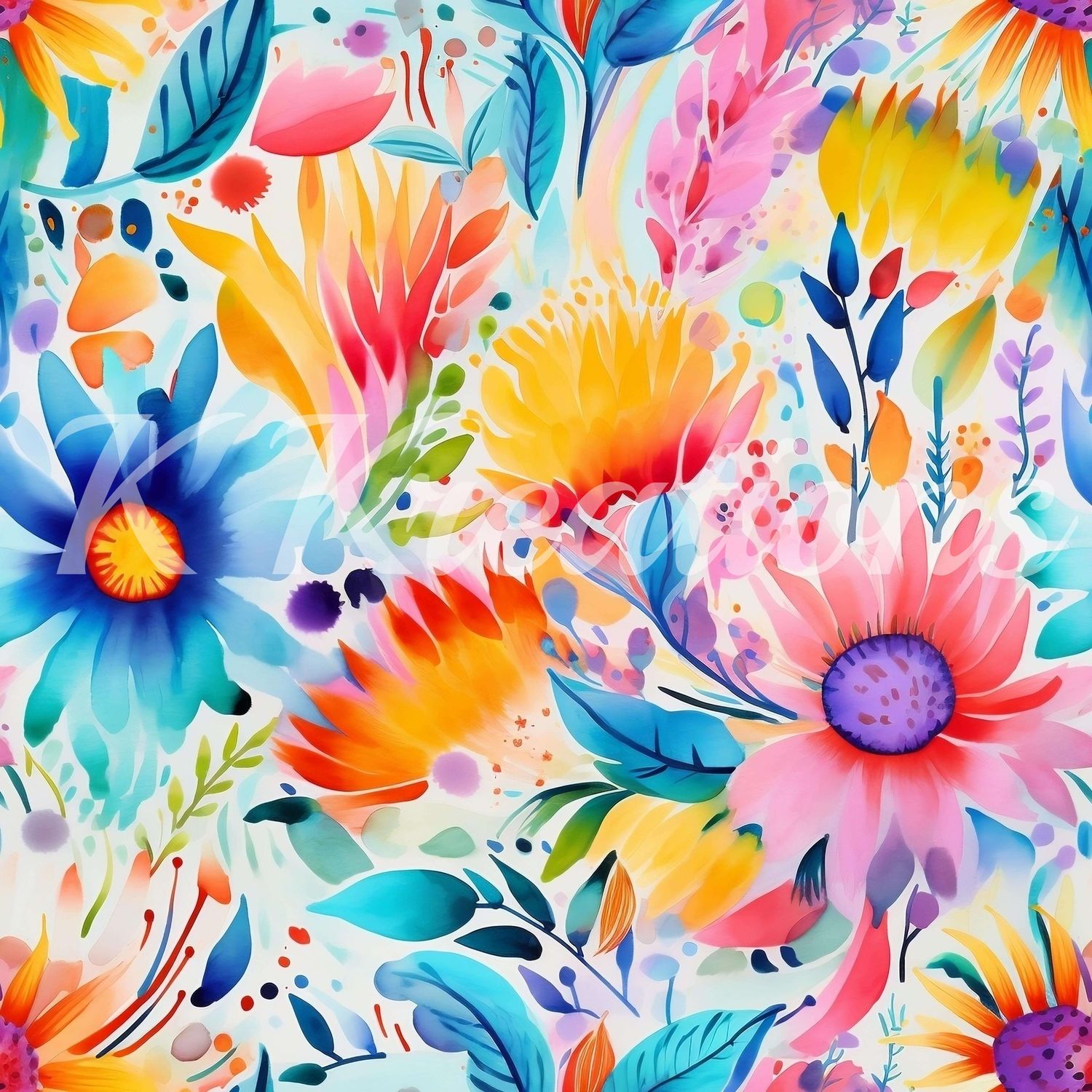 Rainbow Watercolor Floral