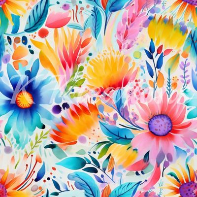Rainbow Watercolor Floral