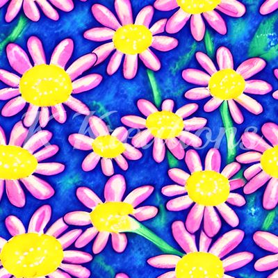Bright Retro Pink Daisies