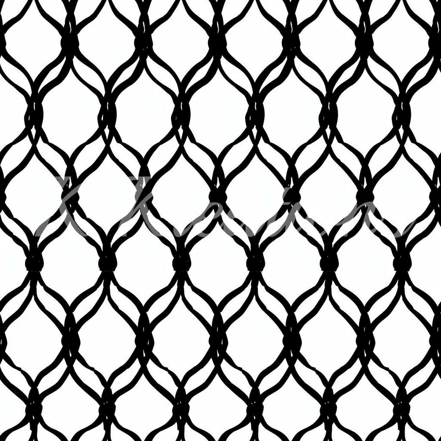 Black interlocking Geometric Print