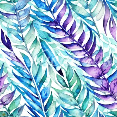 Purple and Blue Vine Print