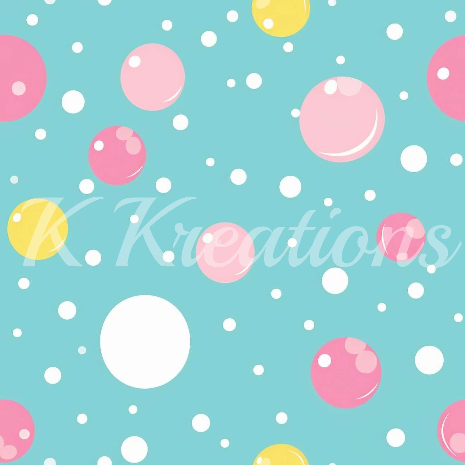 Pink Solid Bubbles on Teal Background