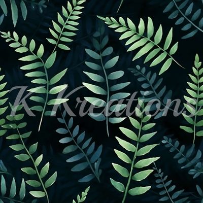 Green Foliage on Black Background