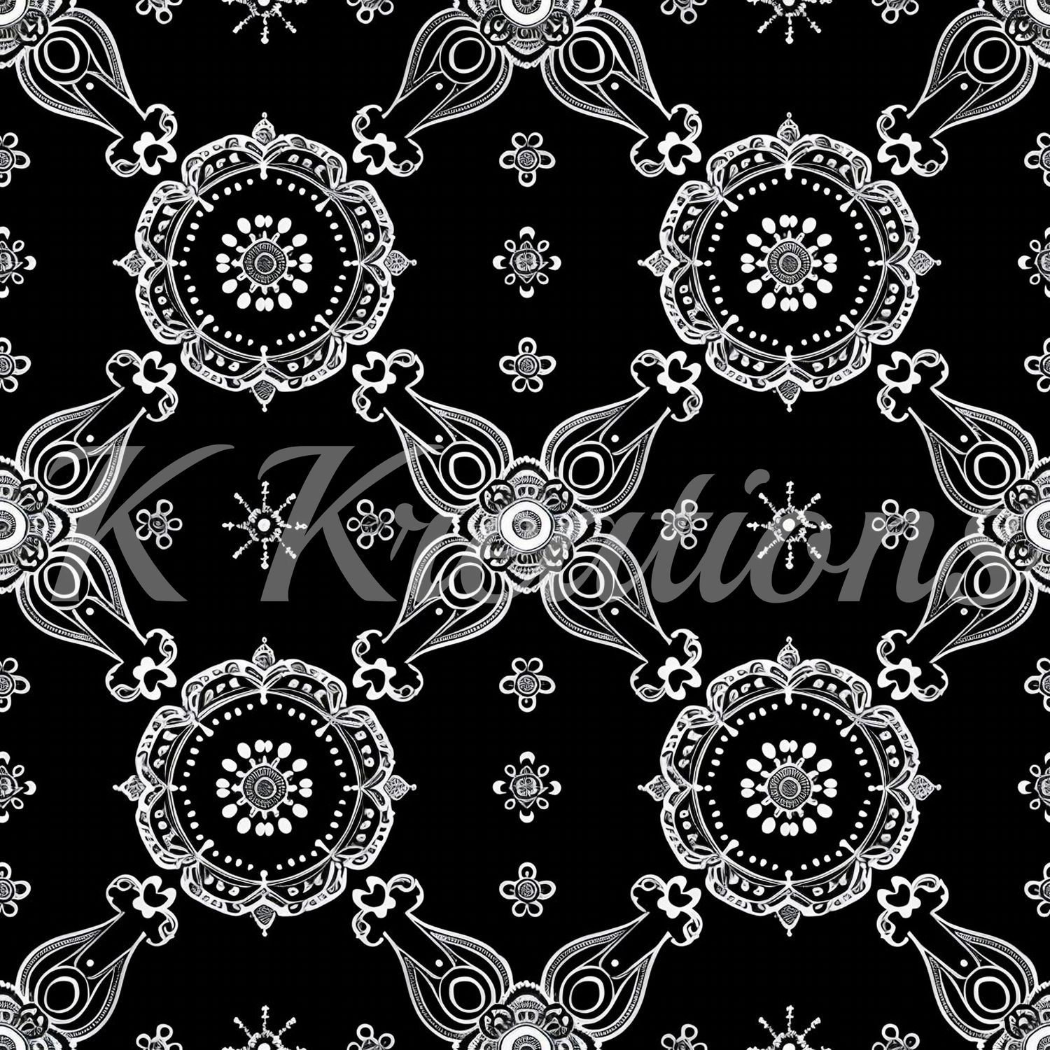 Black and White Paisley Ornate