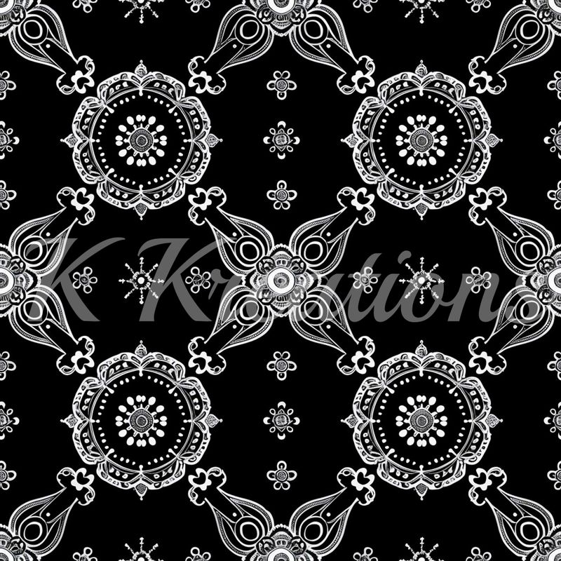 Black and White Paisley Ornate