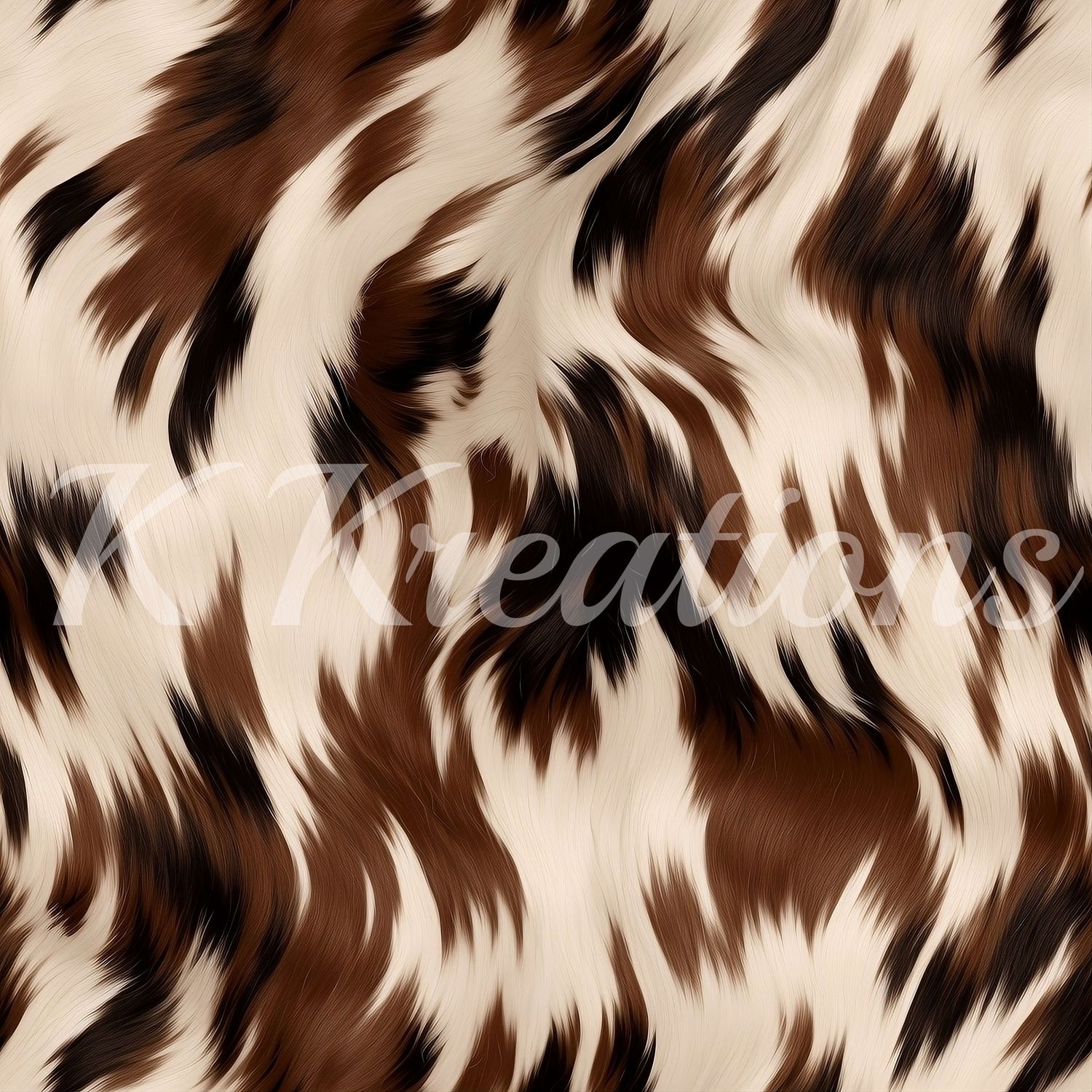 Wavy Brown and White Cow Print