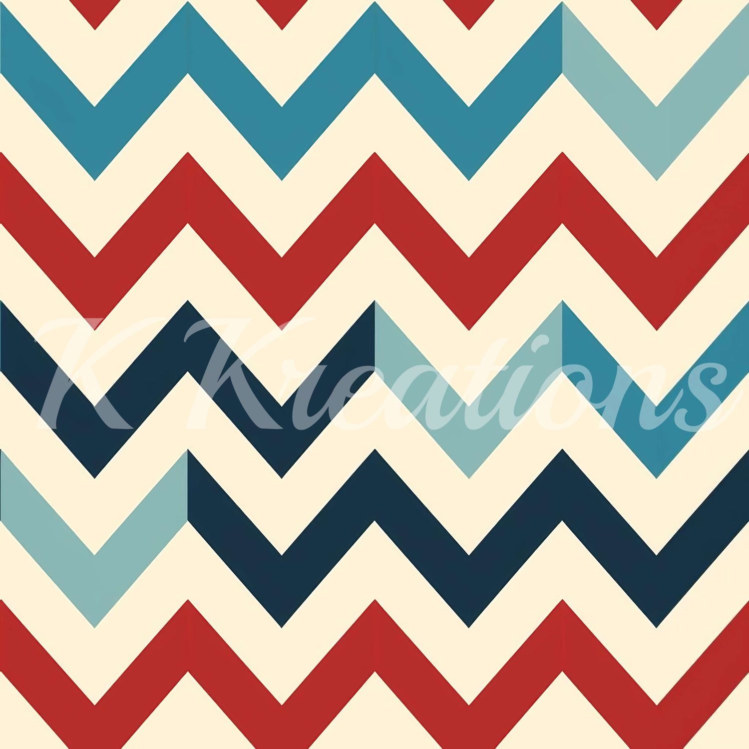 Retro Blue and Red Chevron