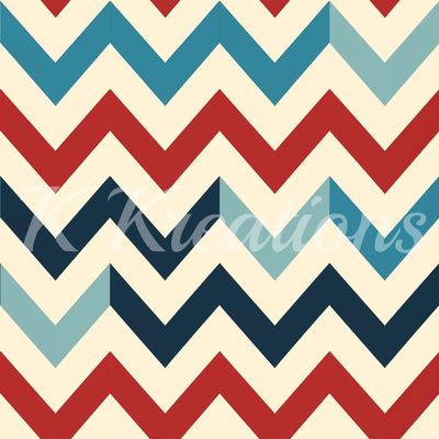 Retro Blue and Red Chevron