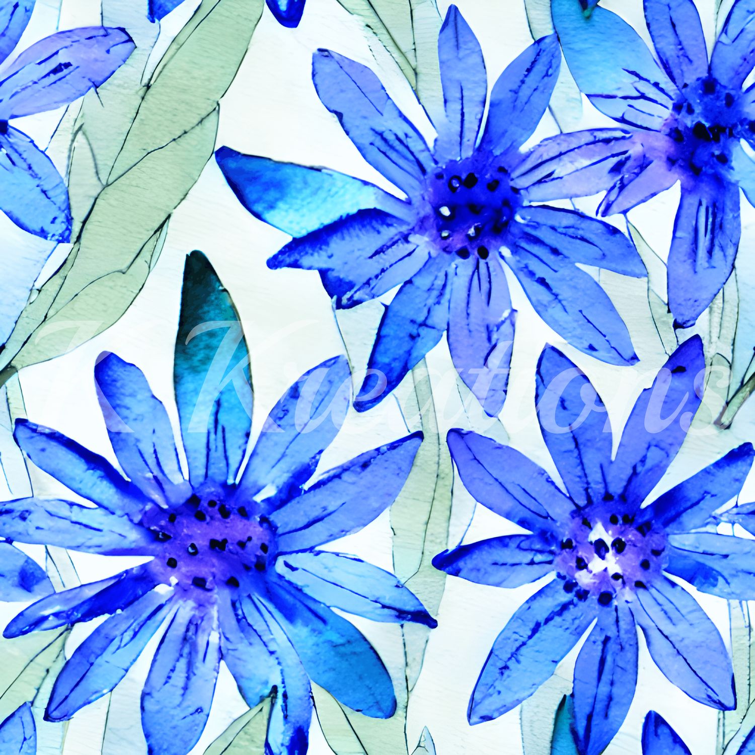 Blue Ink Daisies