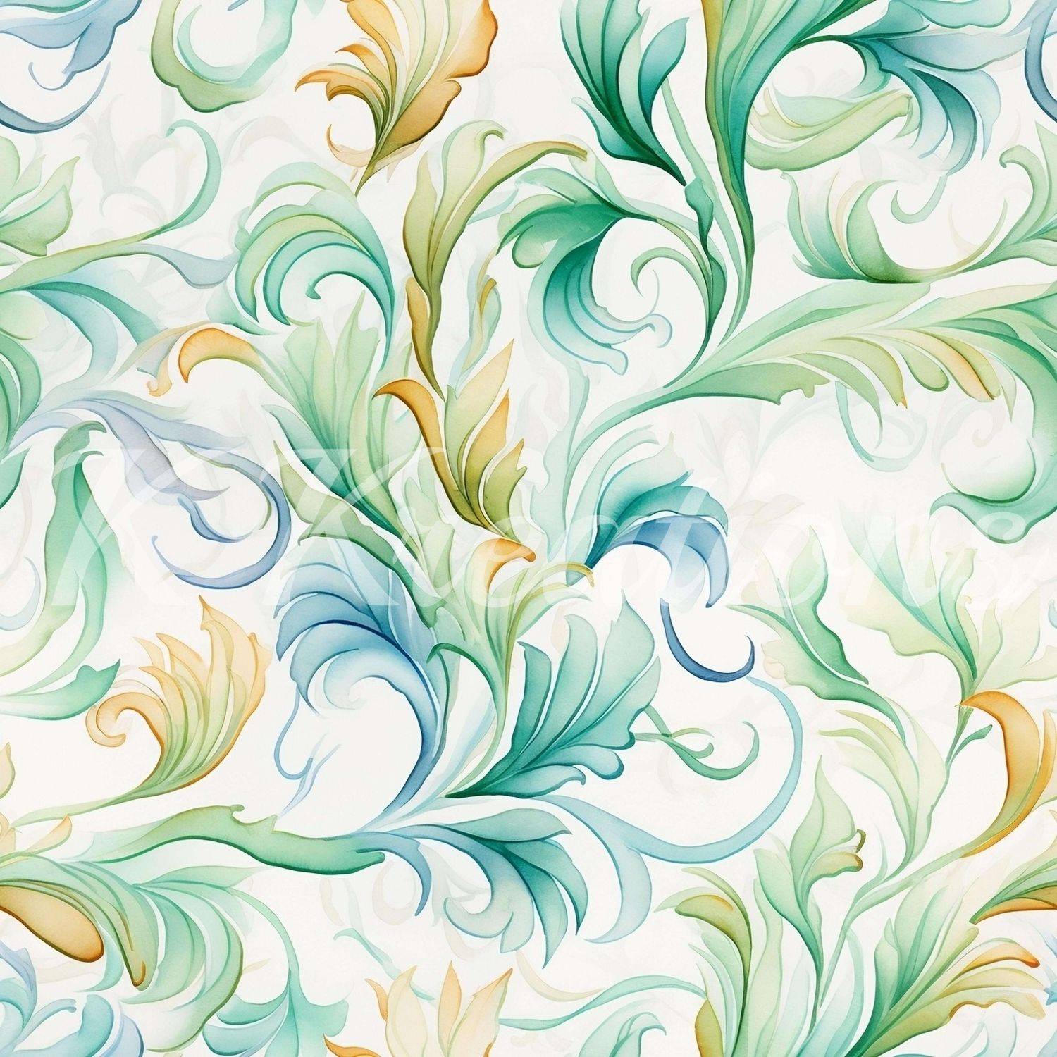 Teal and Gold Ornate Flow