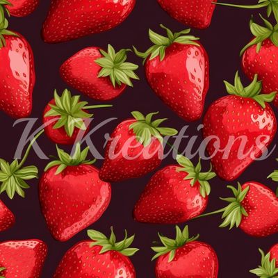 Red Shiny Strawberries on Brown Background