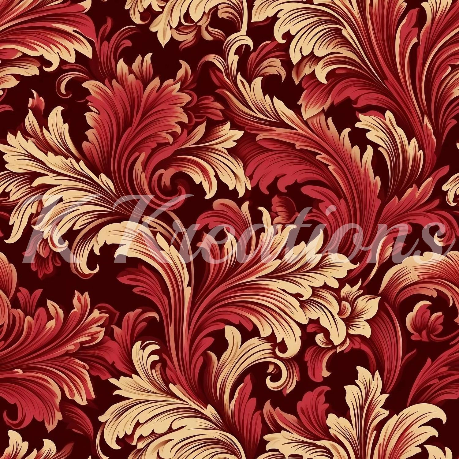 Maroon and Tan Victorian Ornate