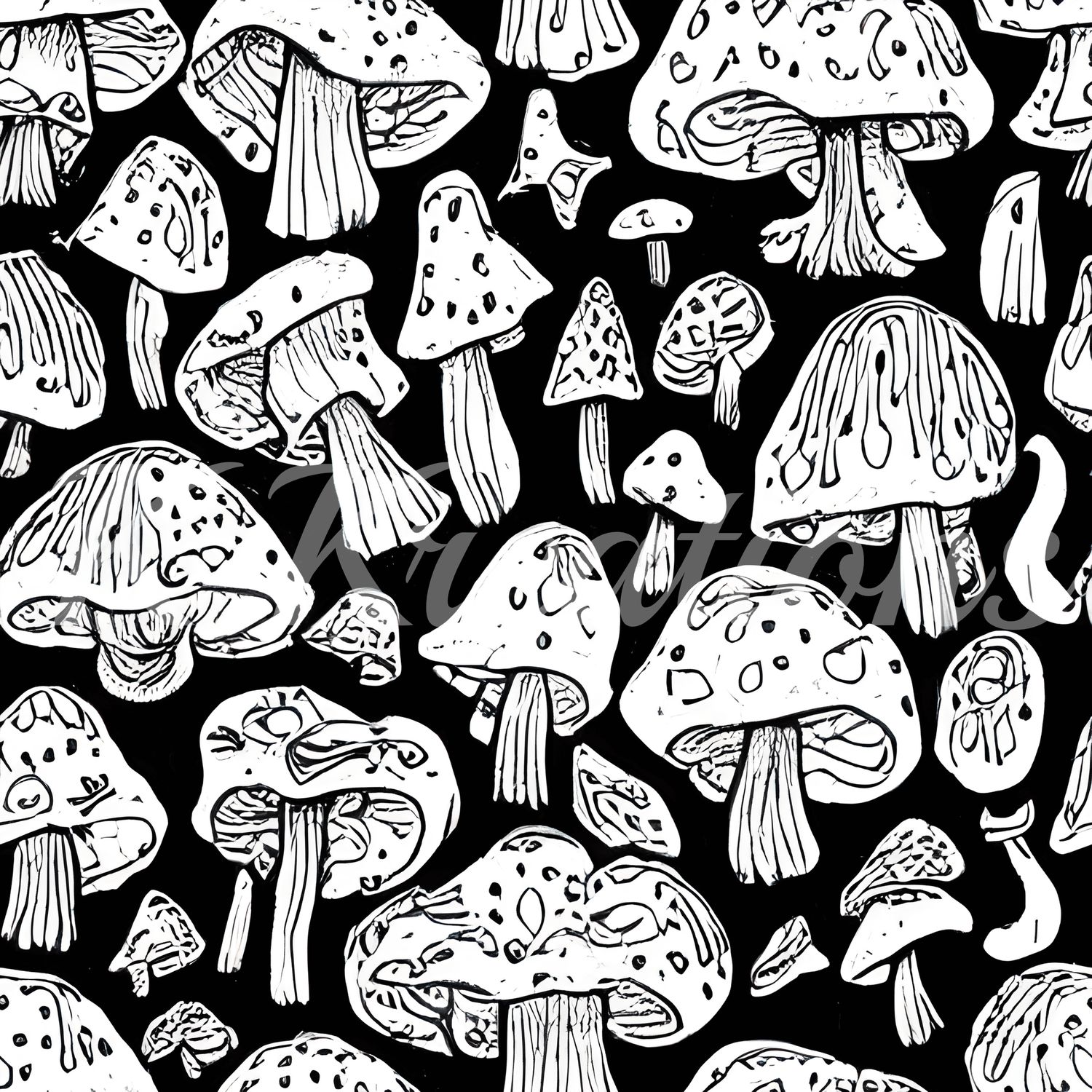 Black and White Mushrooms